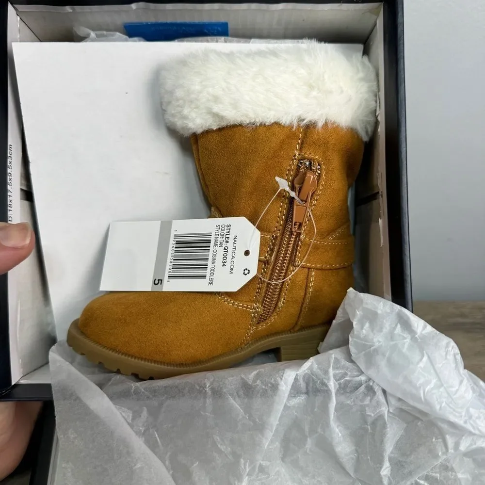 NAUTICA Girls Warm Boots-Cold Weather Fashion With Sherpa Fur Size 5 # CT